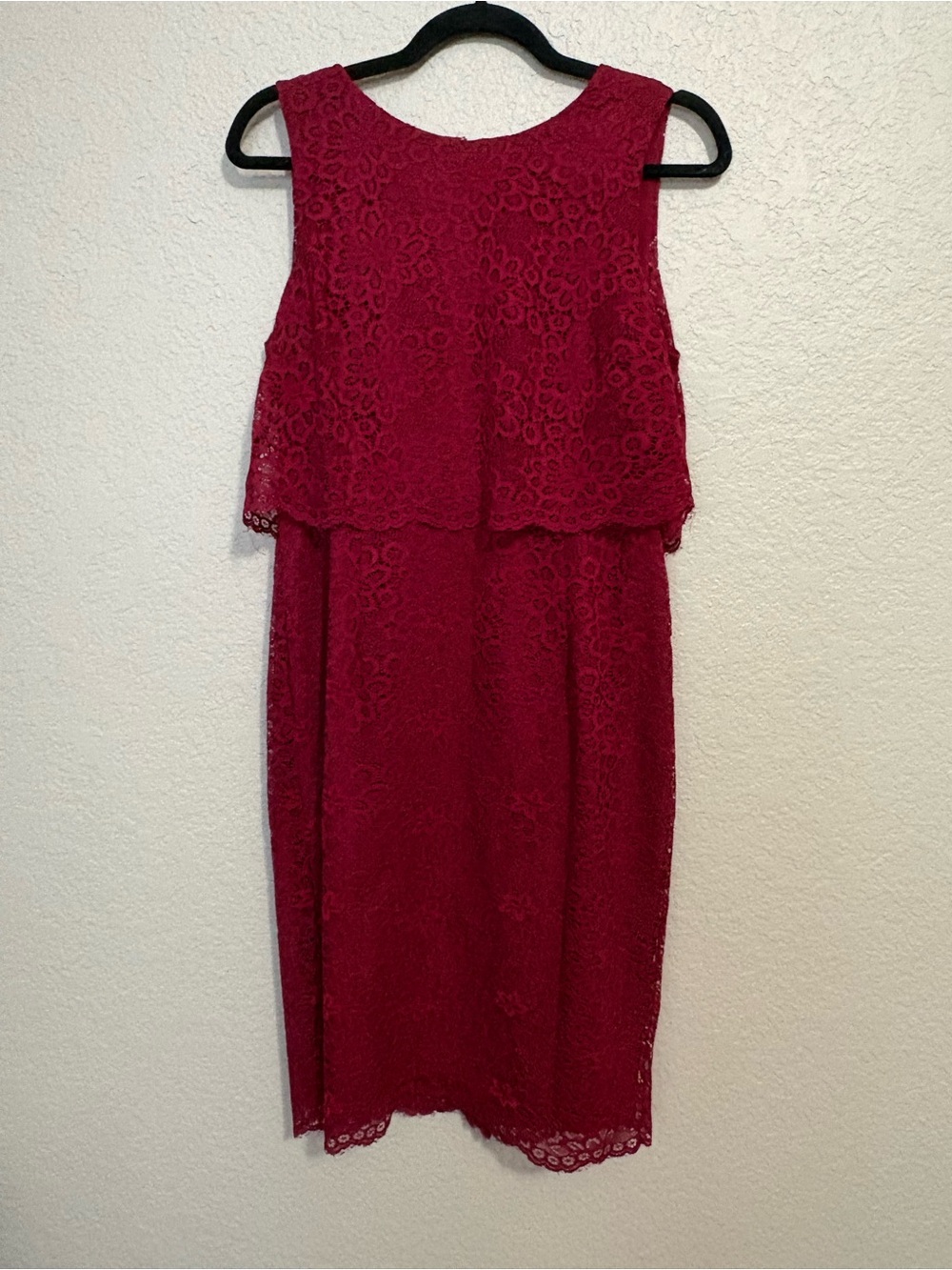 Cremeux Women’s Size 6 Burgundy Lace Popover Cocktail Midi Dress